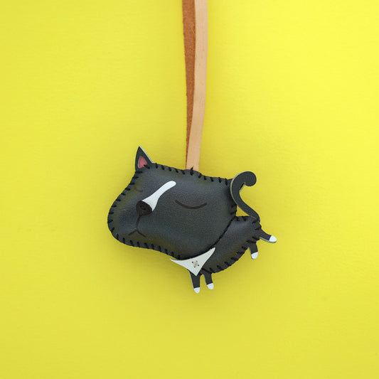 British Cat Vegan Leather Handmade Keyring